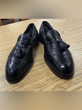 FootJoy Black Croc-Embossed Tassel Loafers